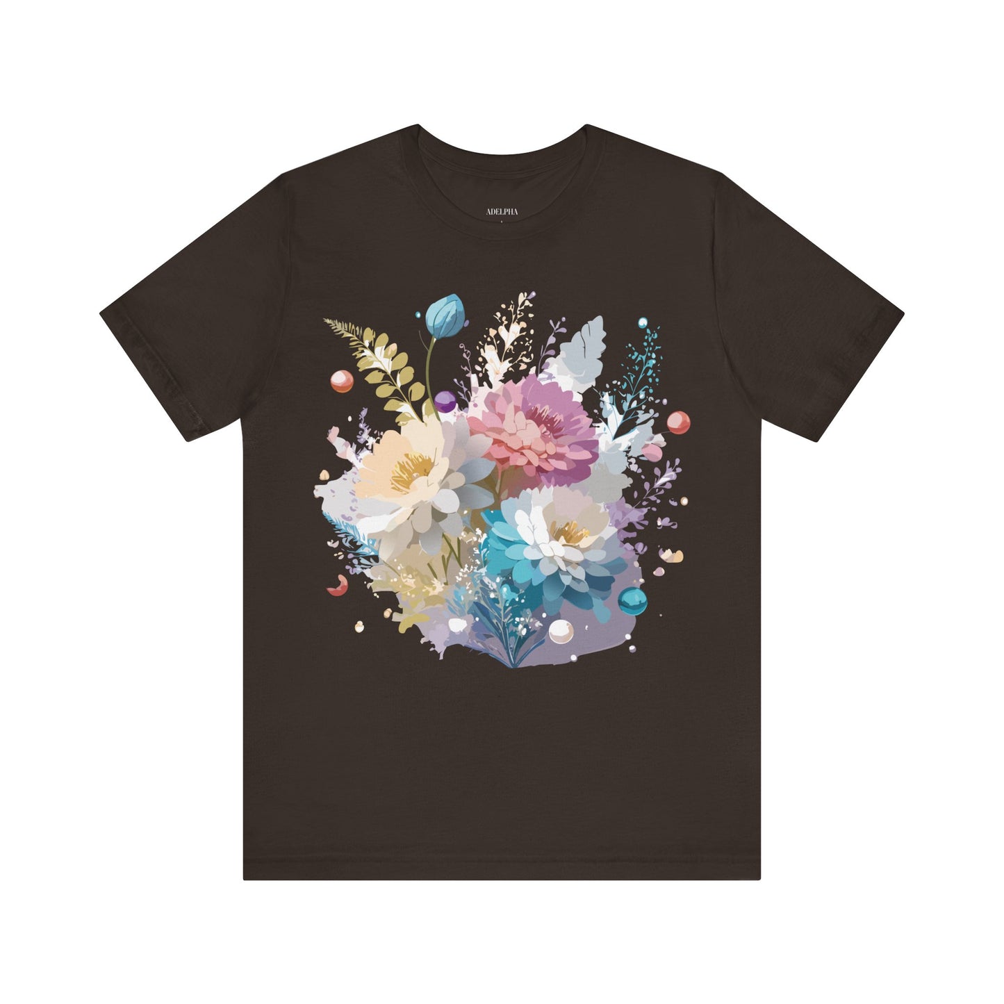 Natural Cotton Tee Shirt with Flowers