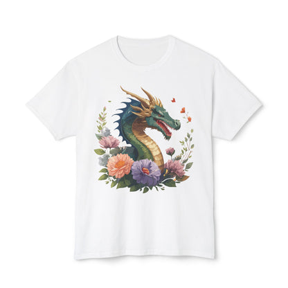 Dragon Art Design Shirt Unisex Cotton T Shirt Floral Print Tee
