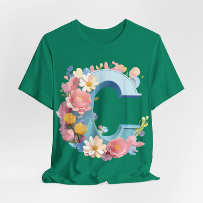 Natural Cotton Tee Shirt - Letters Collection - C Printify