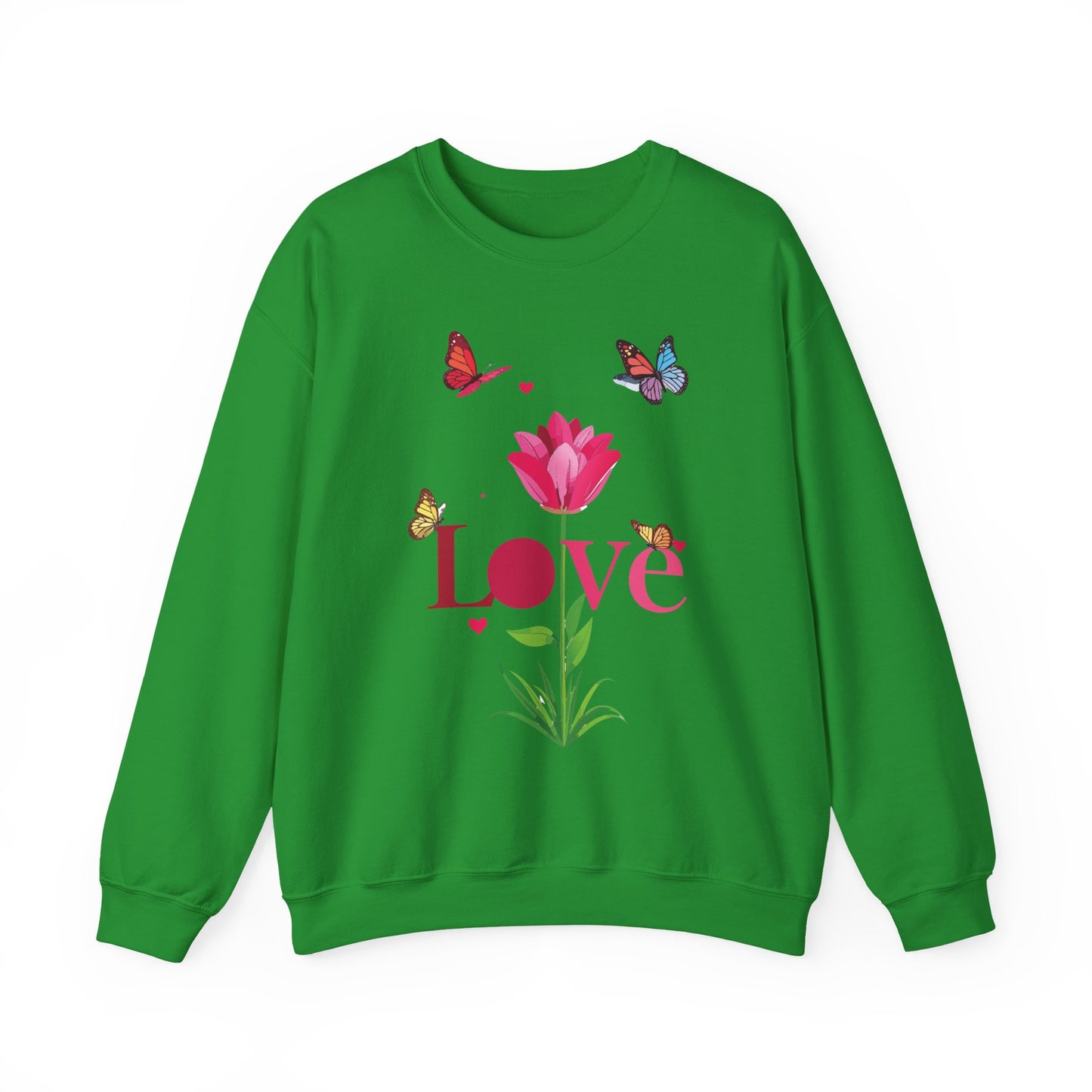 Unisex Floral Love Sweatshirt Floral Butterfly Design Cotton Poly Valentines Day