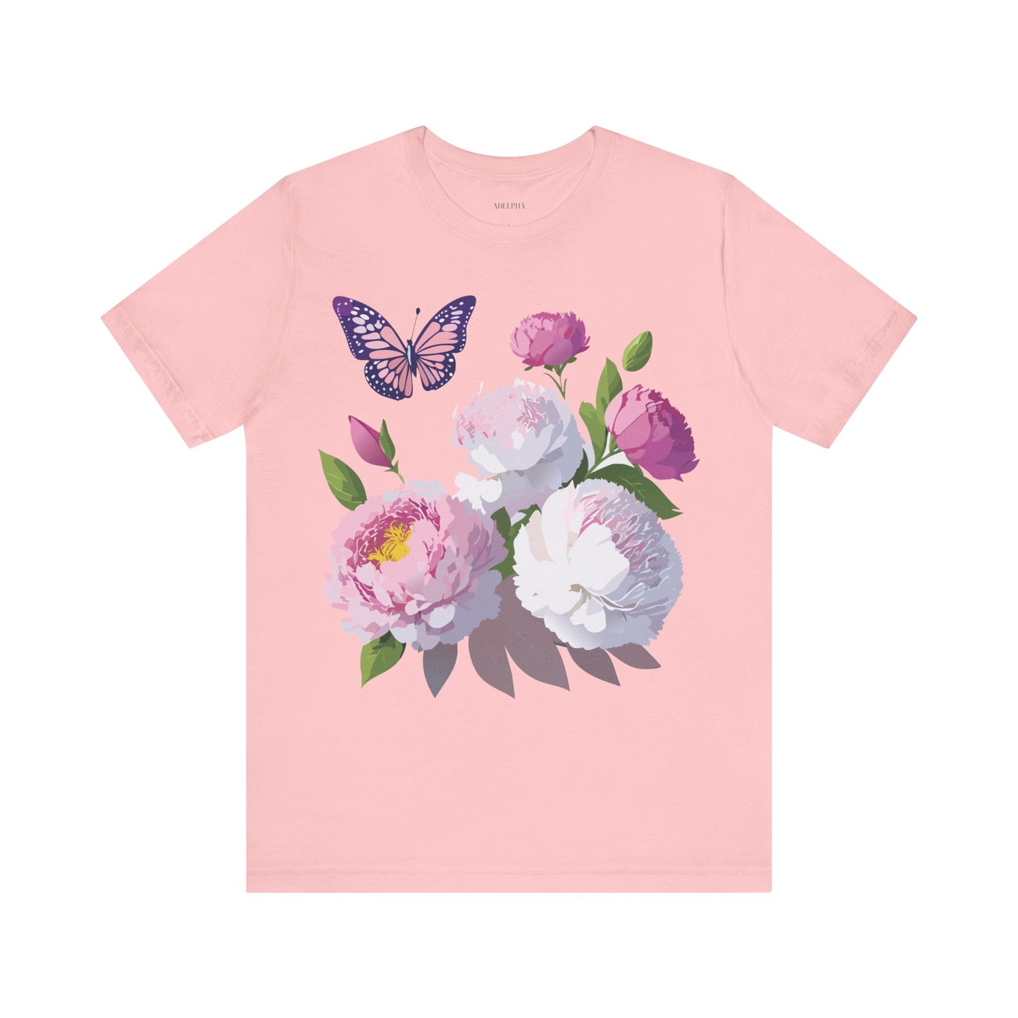 Natural Cotton Tee Shirt with Flowers