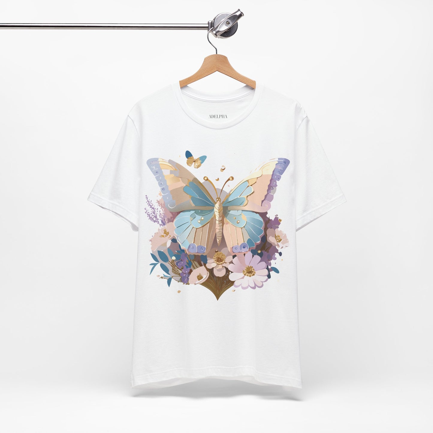 Natural Cotton Tee Shirt with Butterfly