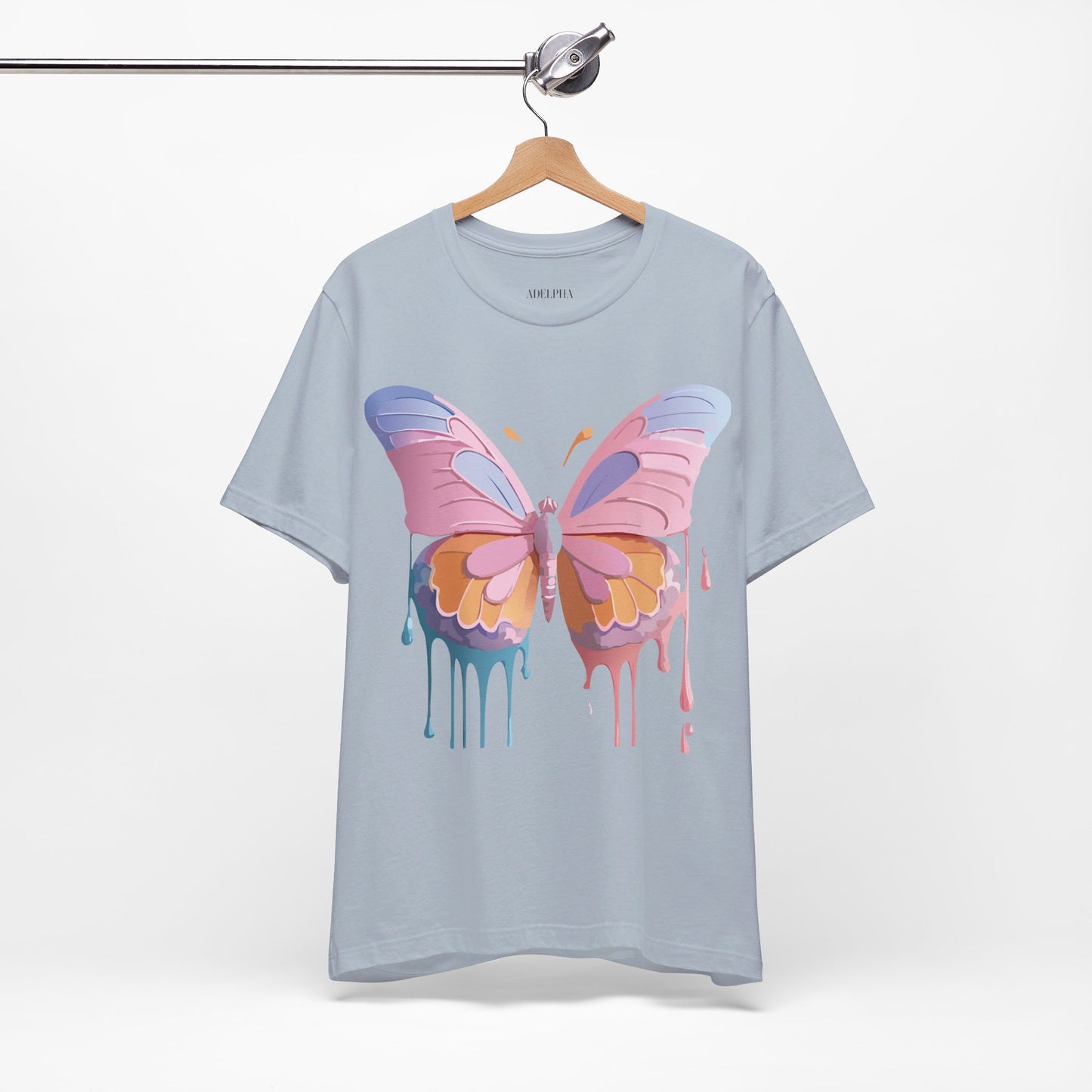 Natural Cotton Tee Shirt with Butterfly