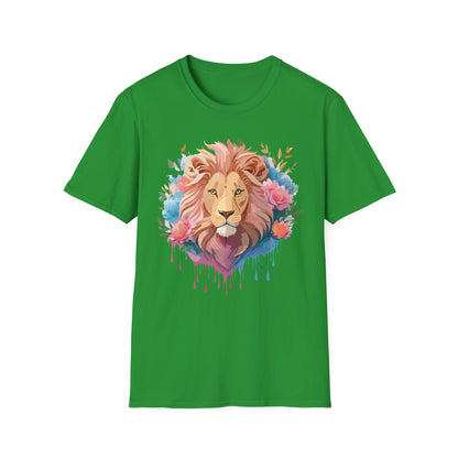 Lion Shirt Unisex Floral Lion Tee 100 Percent Cotton Softstyle Gildan 64000
