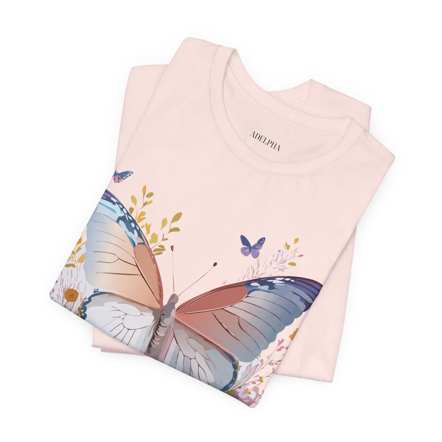 Natural Cotton Tee Shirt with Butterfly