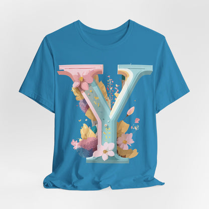 Natural Cotton Tee Shirt - Letters Collection - Y Printify