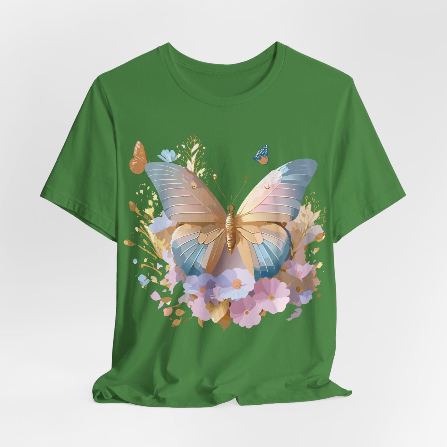 Natural Cotton Tee Shirt with Butterfly