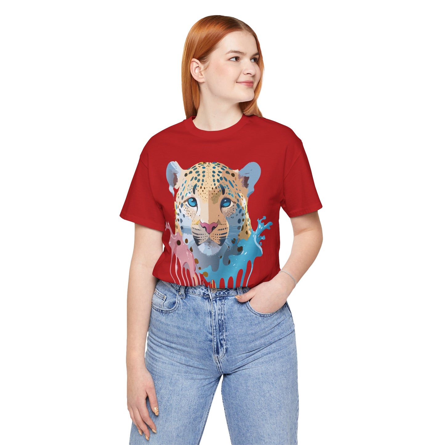 Natural Cotton Tee Shirt with Cheetah