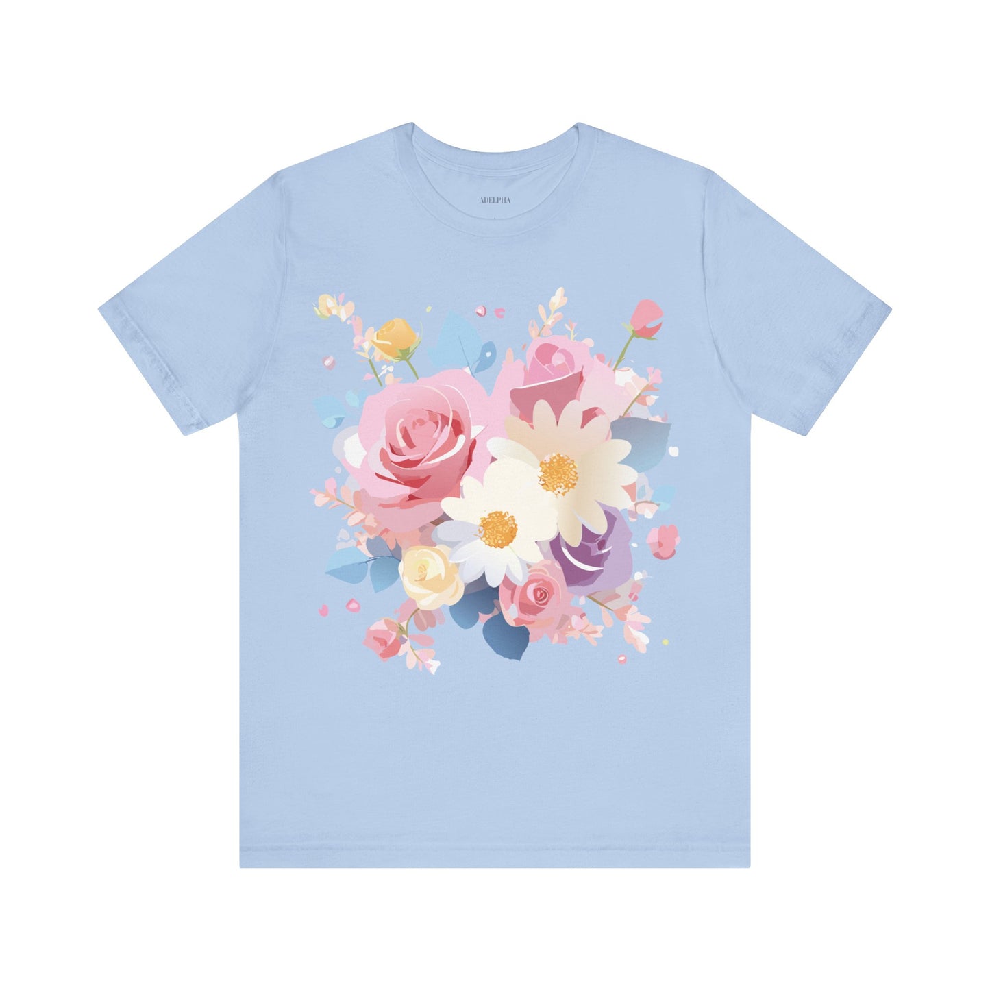 Natural Cotton Tee Shirt with Flowers