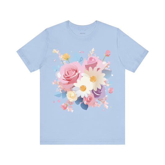 T-Shirt aus natürlicher Baumwolle mit Blumen