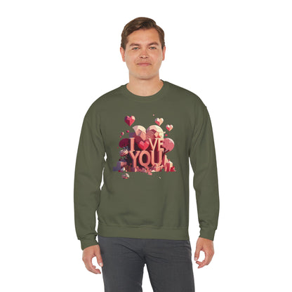 Unisex Heart Love Sweatshirt Floral Valentines Day Cotton Poly Fifty Fifty Blend