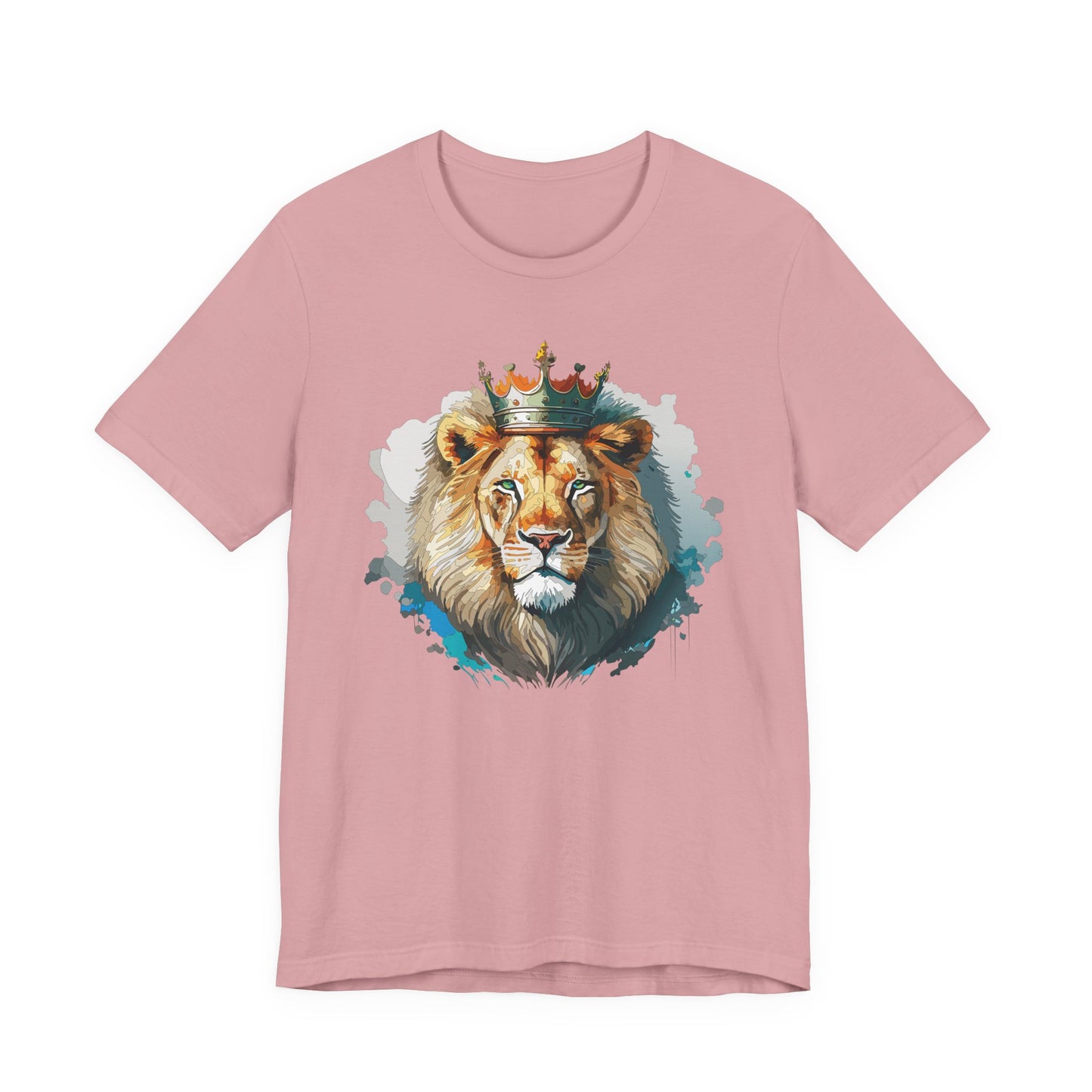 Lion with Crown Tee Unisex Cotton Watercolor King Lion Graphic T-Shirt 2
