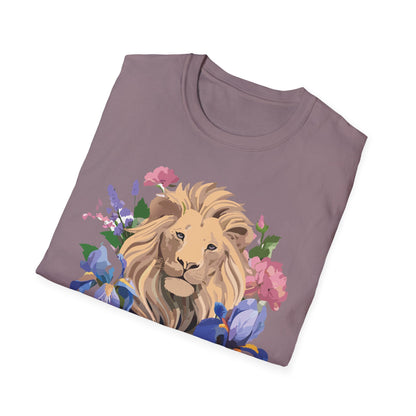 Unisex Softstyle Lion Shirt Floral Lion Tee Animal Print Graphic Tee