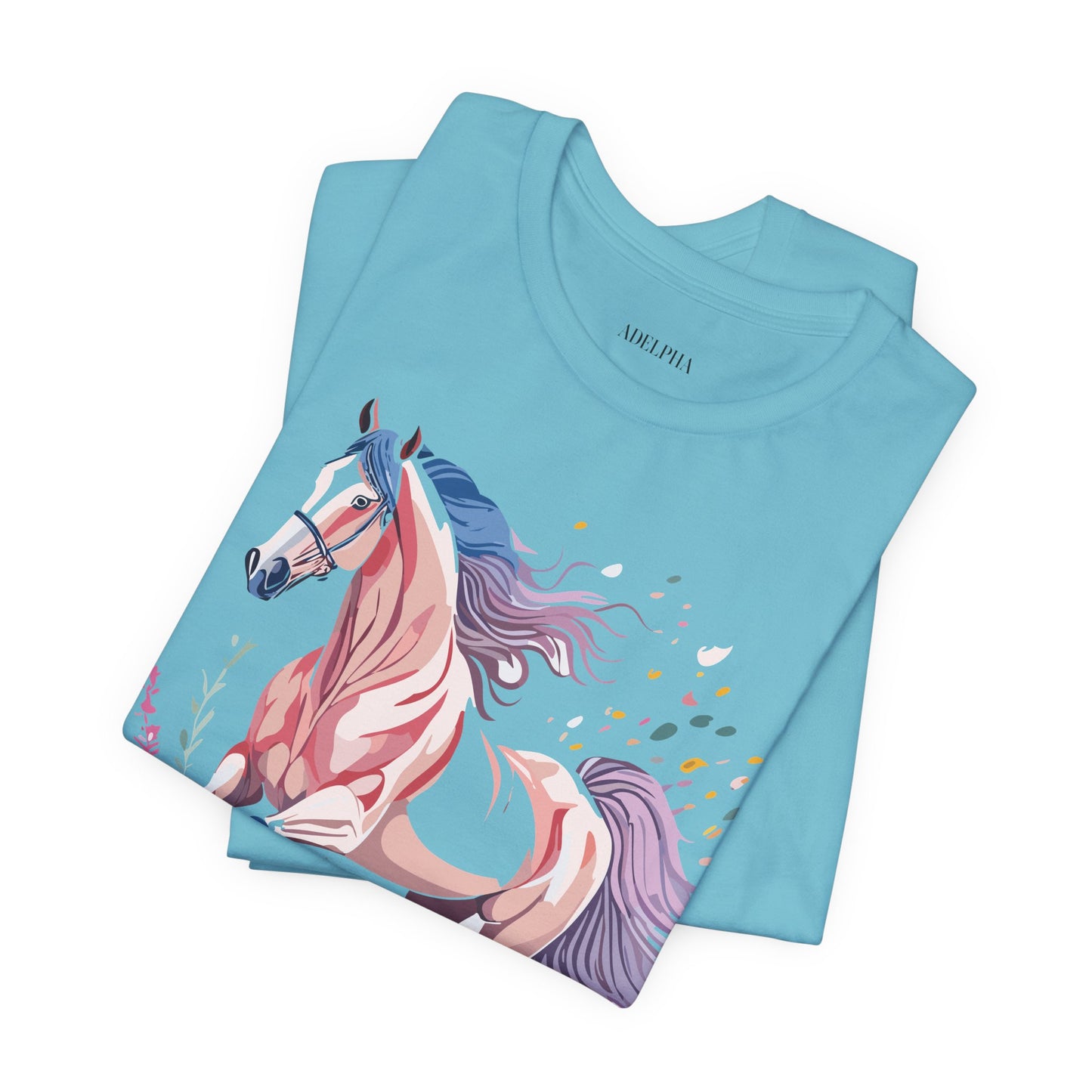 Natural Cotton Tee Shirt with Horse