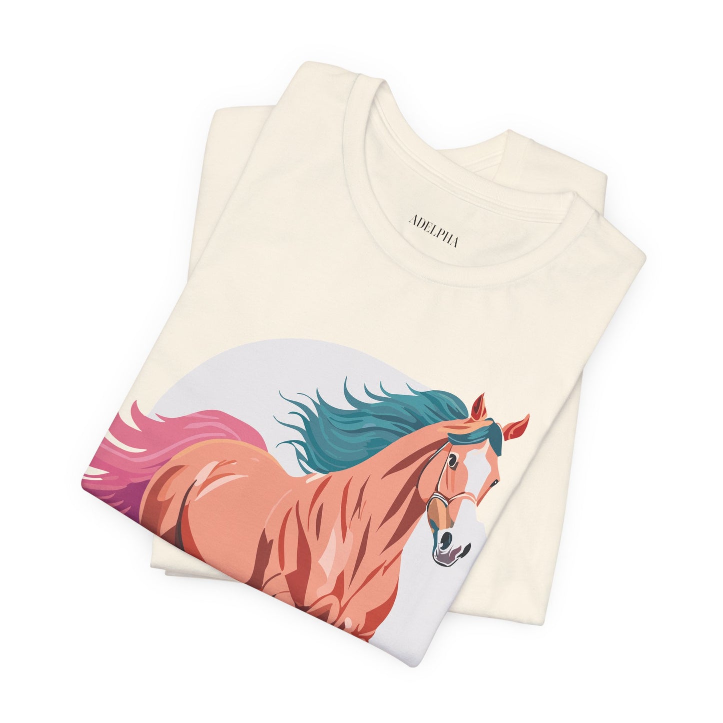 Natural Cotton Tee Shirt with Horse