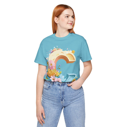 Natural Cotton Tee Shirt - Letters Collection - C Printify
