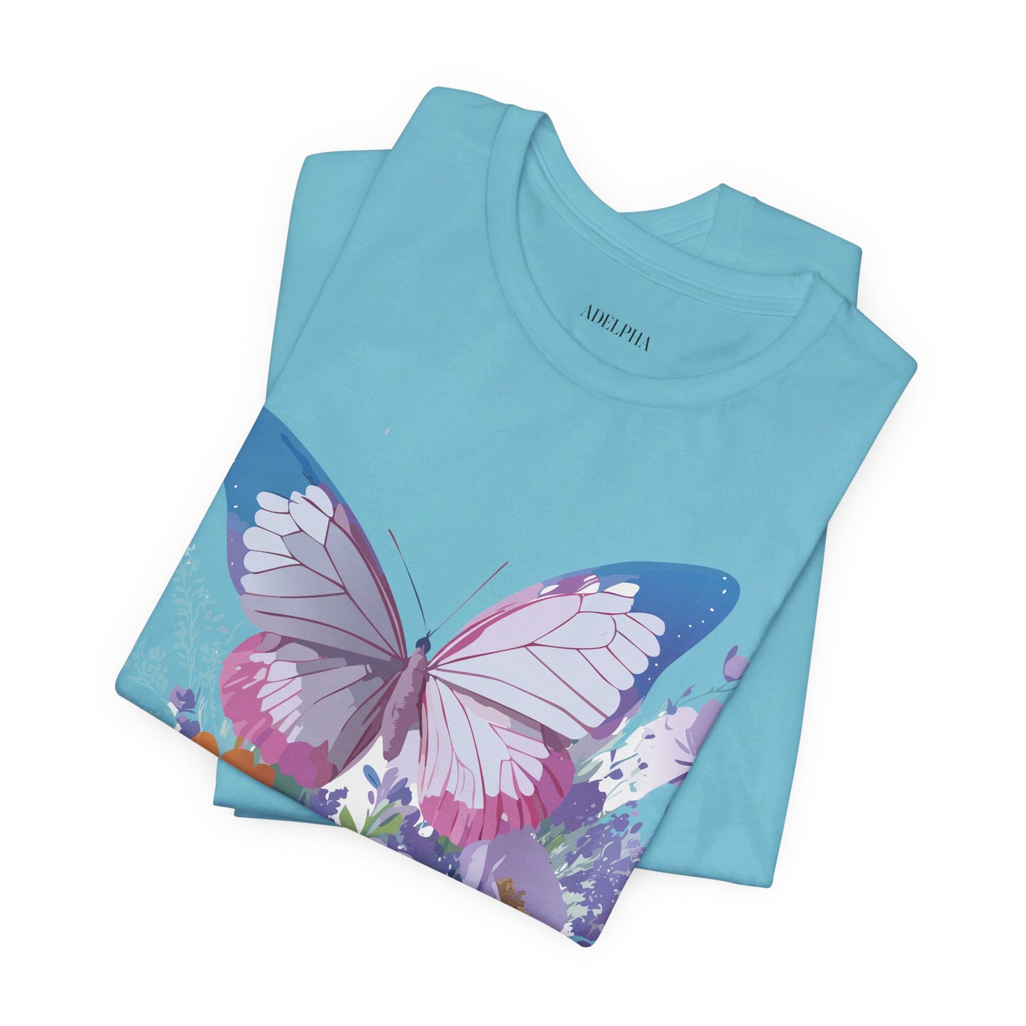 Natural Cotton Tee Shirt with Butterfly