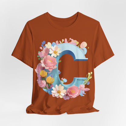 Natural Cotton Tee Shirt - Letters Collection - C Printify