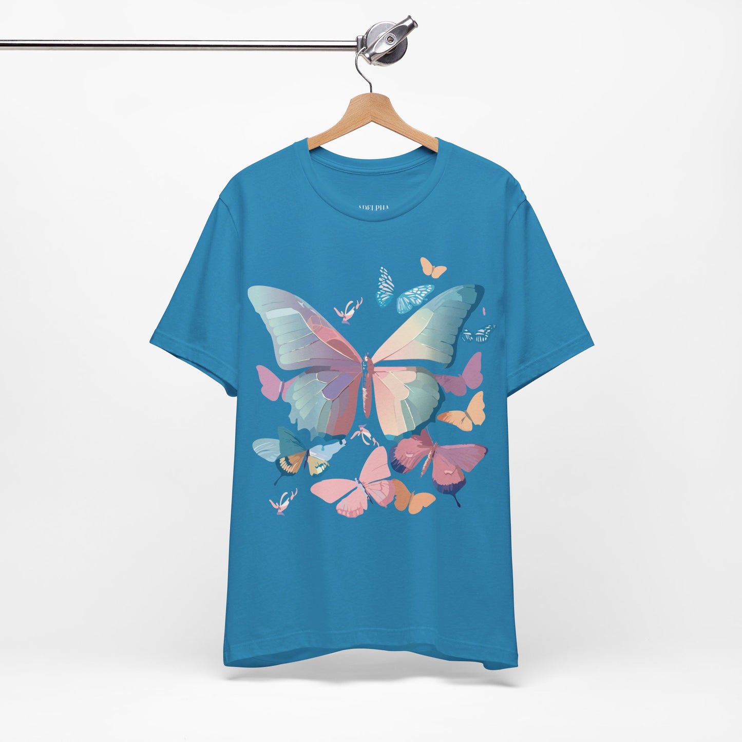 Natural Cotton Tee Shirt with Butterfly