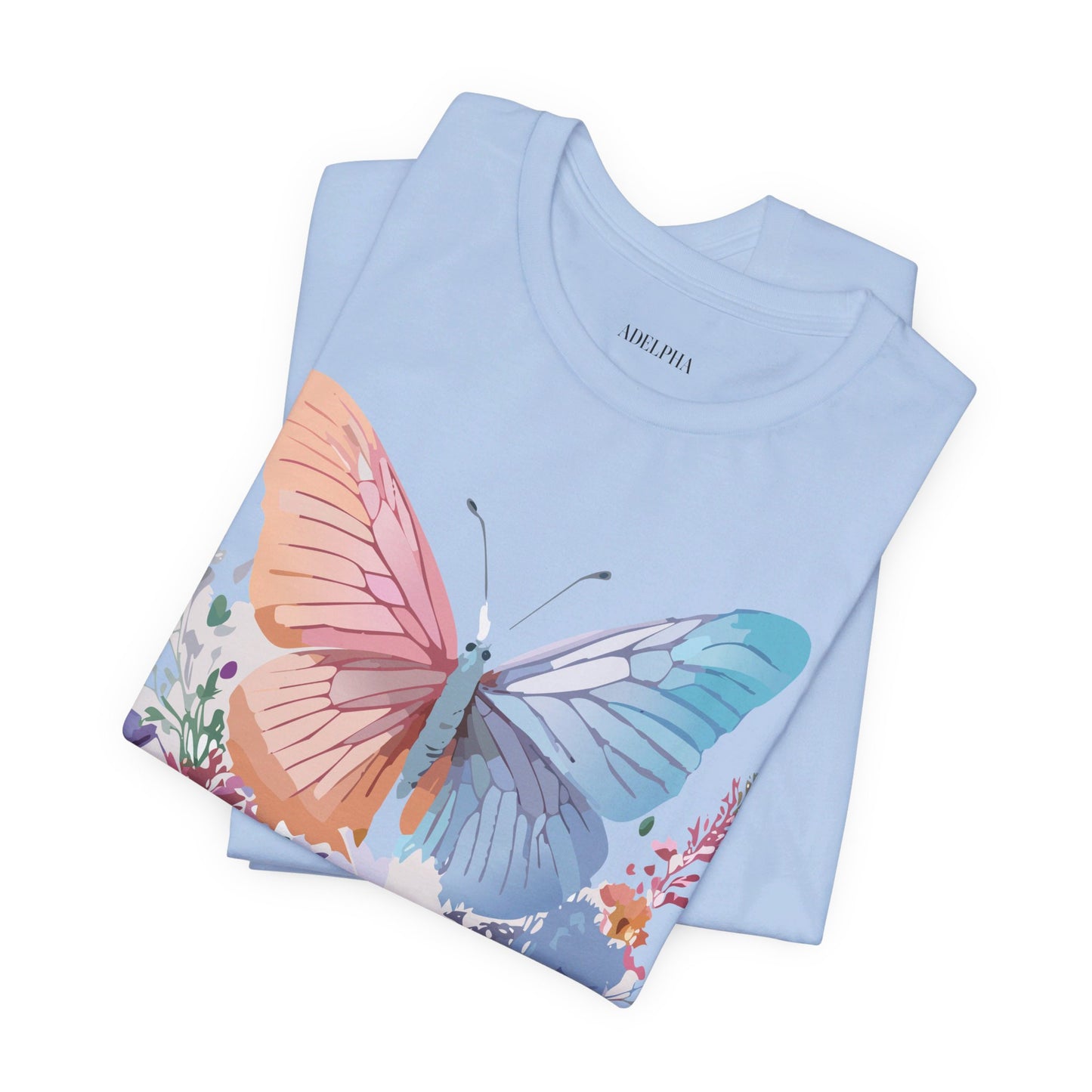 Natural Cotton Tee Shirt with Butterfly