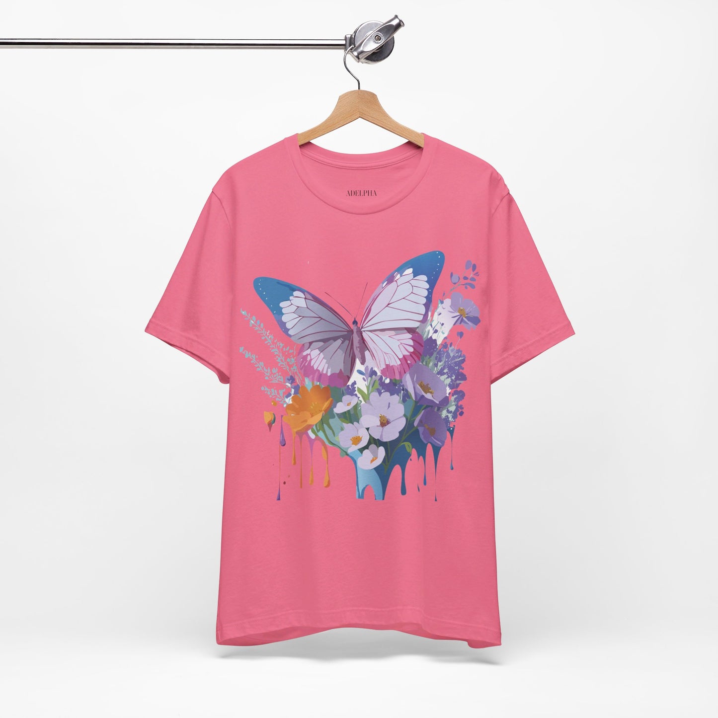 Natural Cotton Tee Shirt with Butterfly