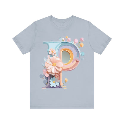 Natural Cotton Tee Shirt - Letters Collection - P Printify