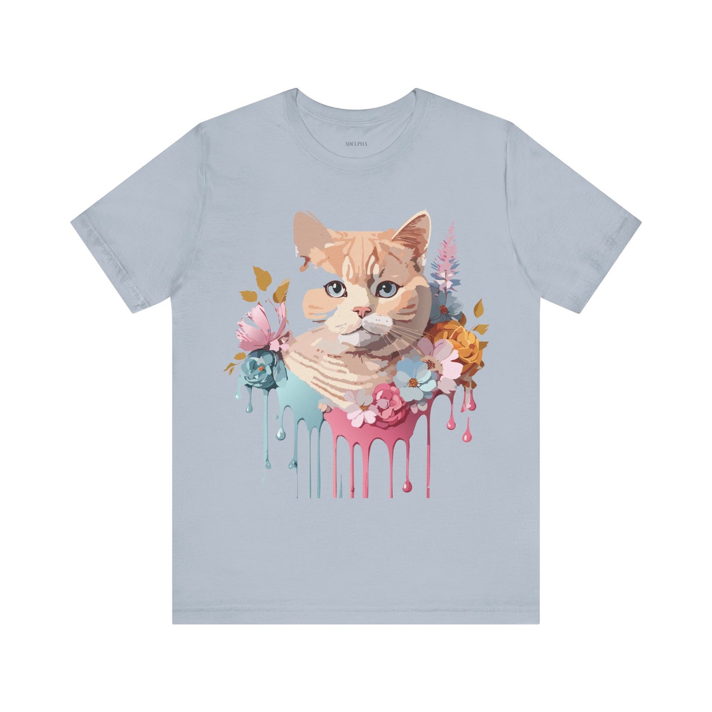 Natural Cotton Tee Shirt with Cat