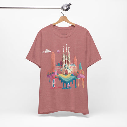 Natural Cotton Tee Shirt - Beautiful Places Collection - Barcelona Printify