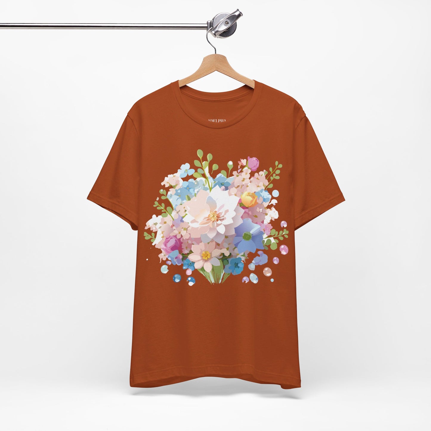 T-shirt en coton naturel avec fleurs