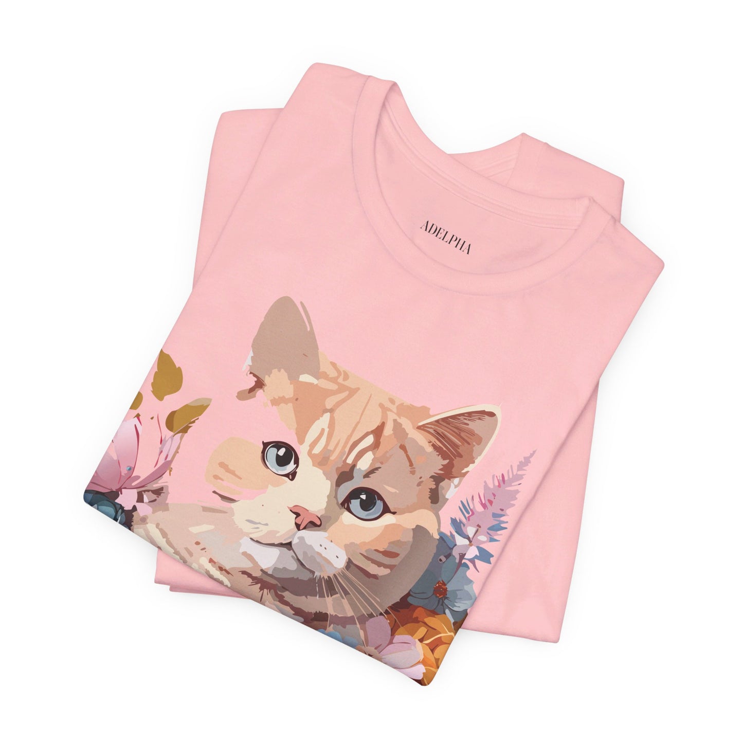 Natural Cotton Tee Shirt with Cat