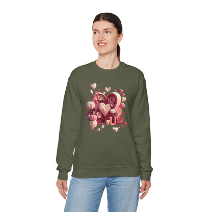 Unisex Floral Big Heart Sweatshirt Love Floral Valentine Day Cotton Poly Blend
