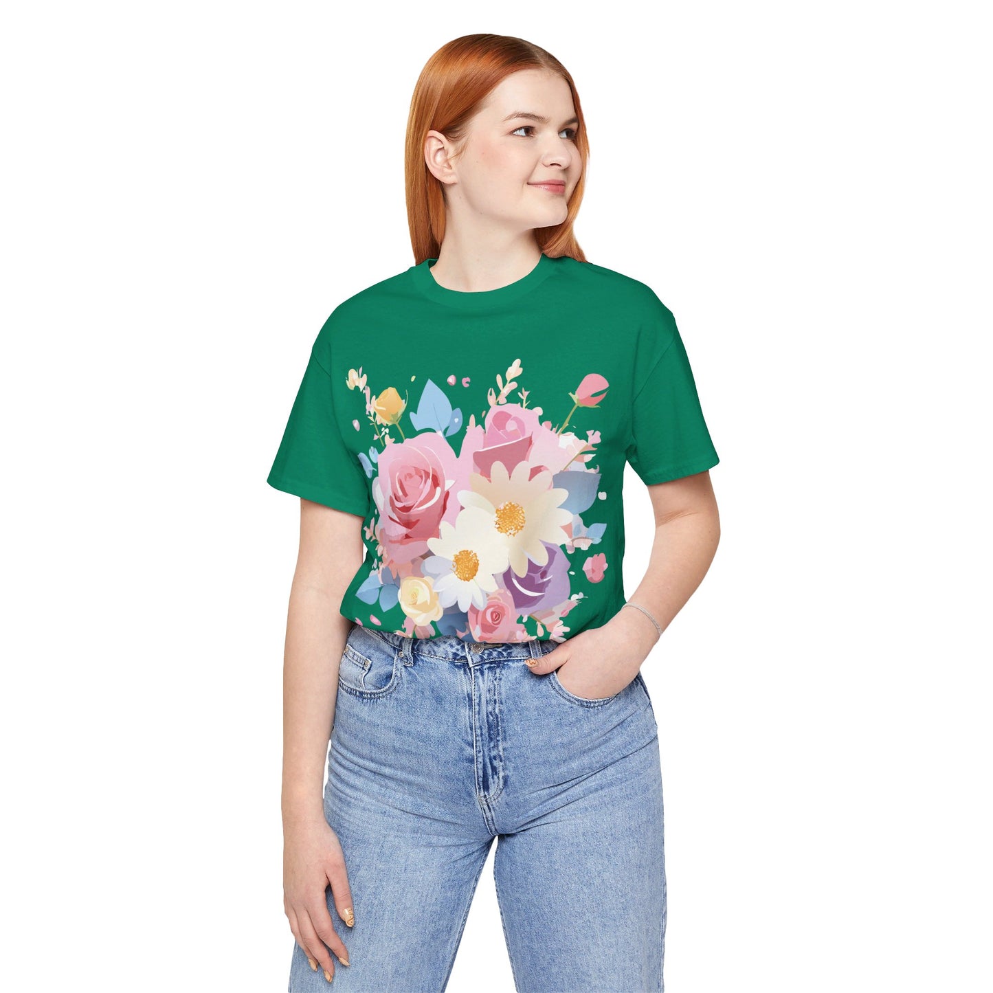 T-Shirt aus natürlicher Baumwolle mit Blumen