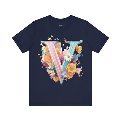 Natural Cotton Tee Shirt - Letters Collection - V Printify