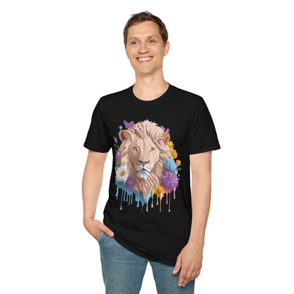 Lion Shirt Unisex Floral Lion Tee Gildan Softstyle 64000 Short Sleeve
