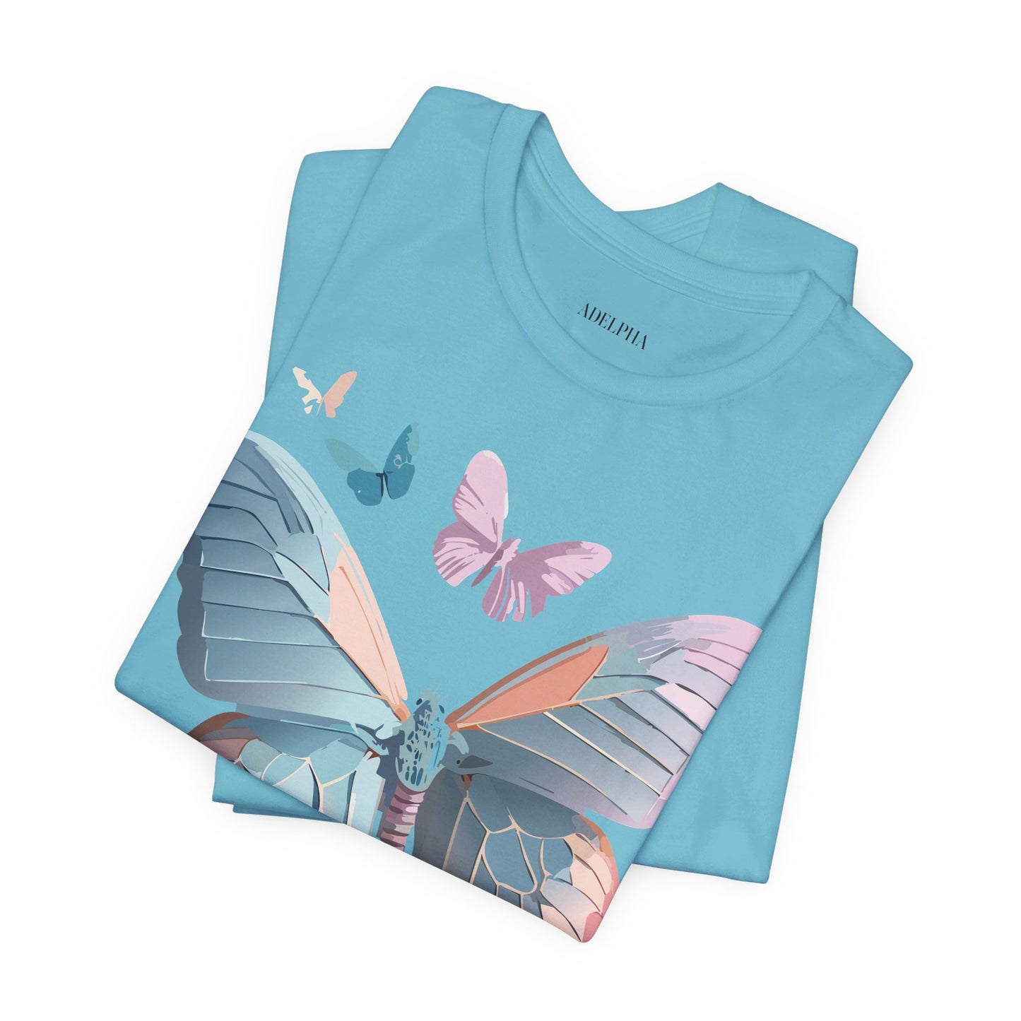 Natural Cotton Tee Shirt with Butterfly