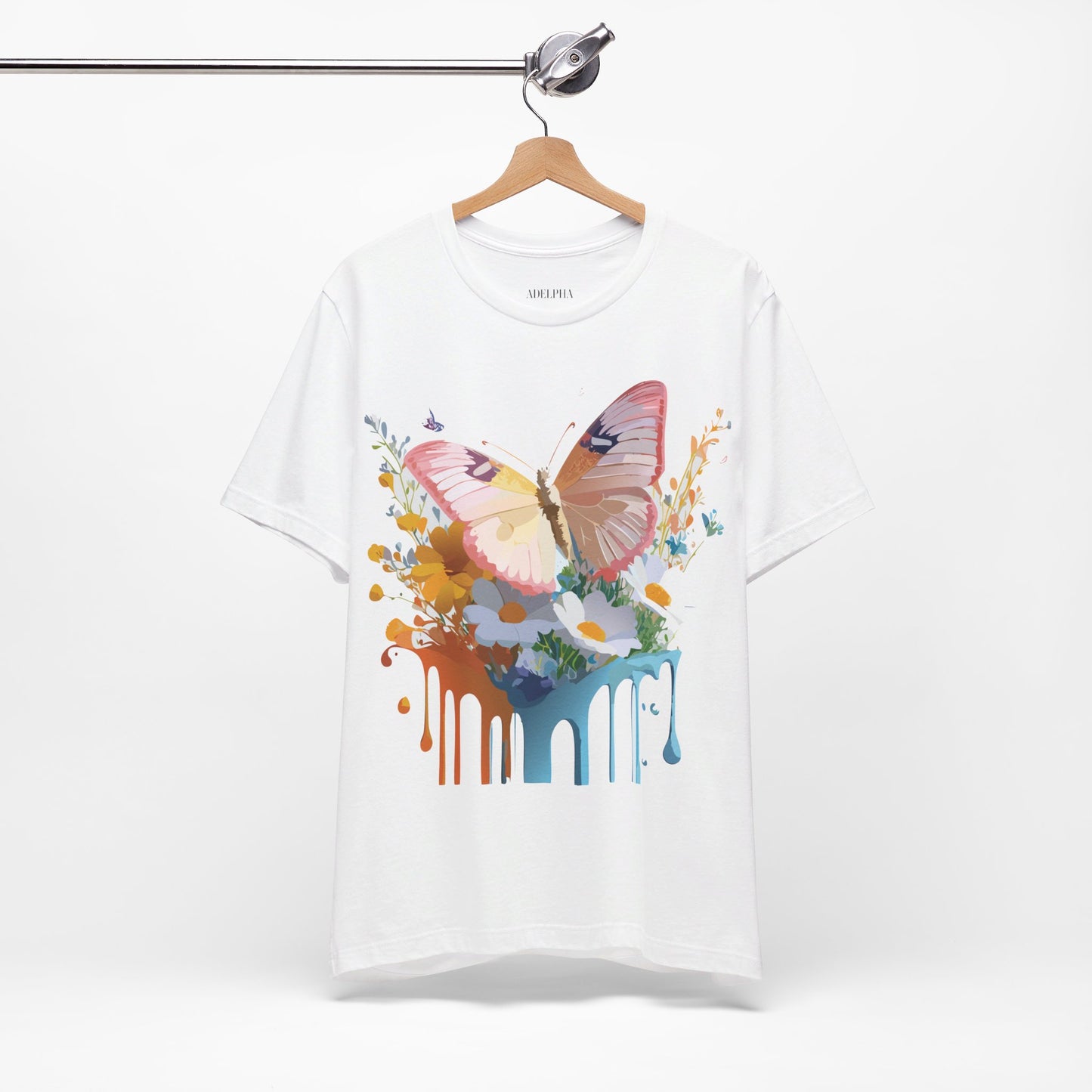 Natural Cotton Tee Shirt with Butterfly