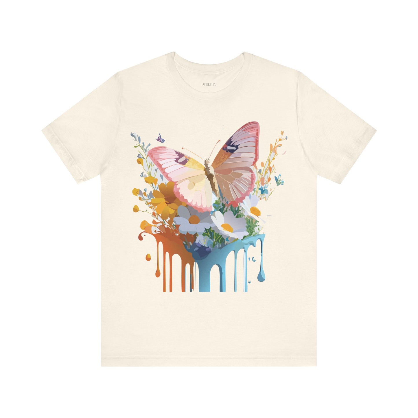 Natural Cotton Tee Shirt with Butterfly