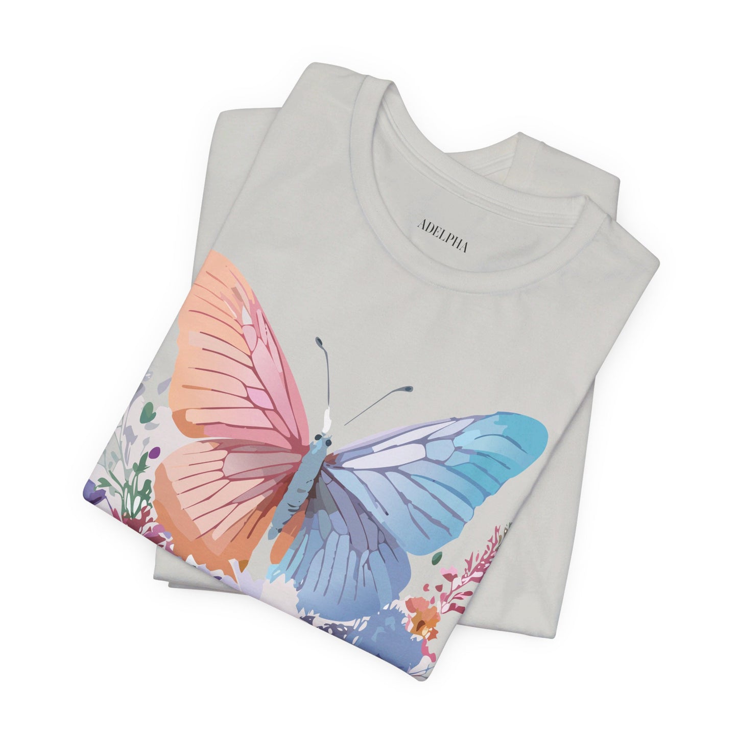 Natural Cotton Tee Shirt with Butterfly