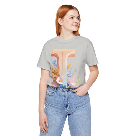 Natural Cotton Tee Shirt - Letters Collection - I Printify