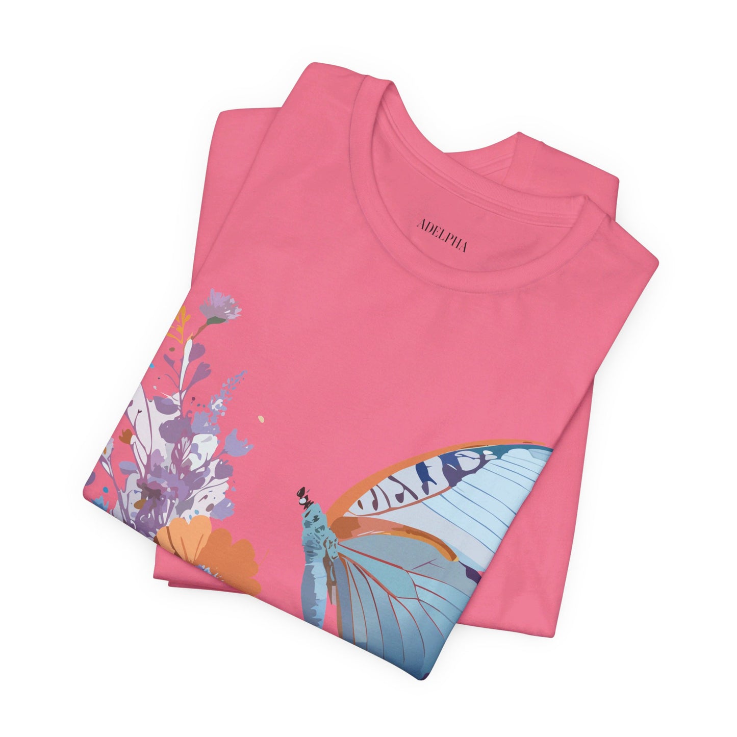 Natural Cotton Tee Shirt with Butterfly