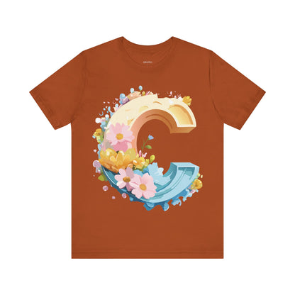 Natural Cotton Tee Shirt - Letters Collection - C Printify