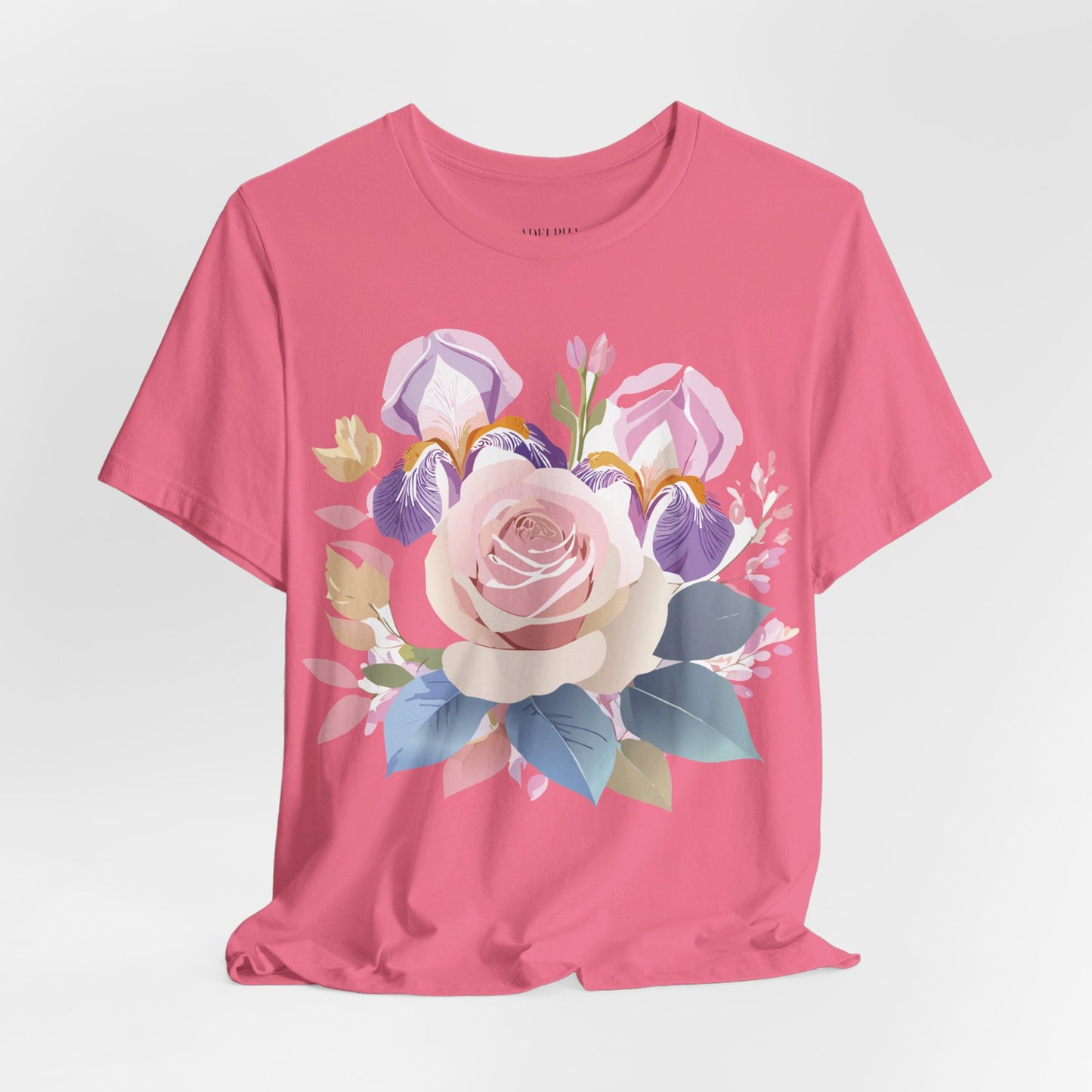 Natural Cotton Tee Shirt with Flowers