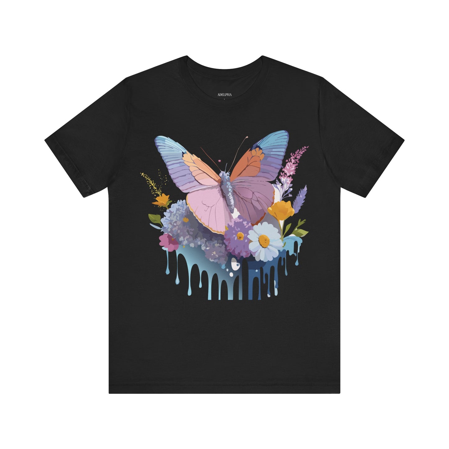 Natural Cotton Tee Shirt with Butterfly