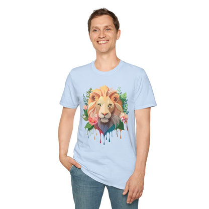 Gildan Unisex Lion Shirt Floral Lion Tee Animal Print Softstyle Tee