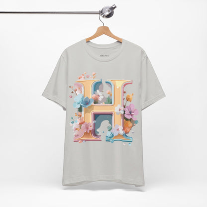 Natural Cotton Tee Shirt - Letters Collection - H Printify