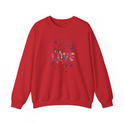Unisex Floral Love Butterfly Sweatshirt 50 50 Cotton Poly Valentines Day