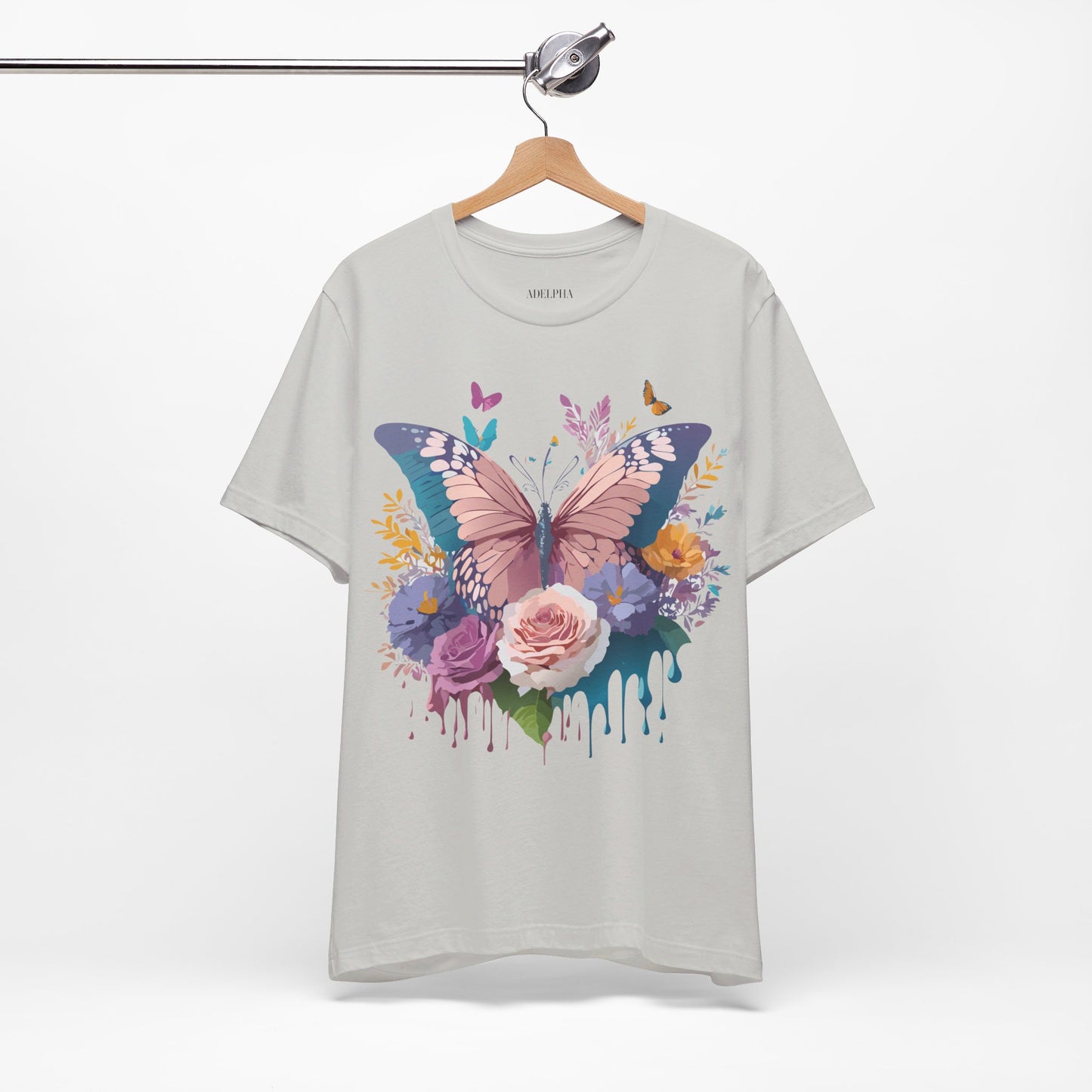 Natural Cotton Tee Shirt with Butterfly