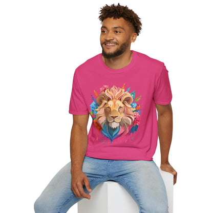 Lion Shirt Unisex Floral Lion Tee Gildan Softstyle 64000 Lightweight Cotton Tee