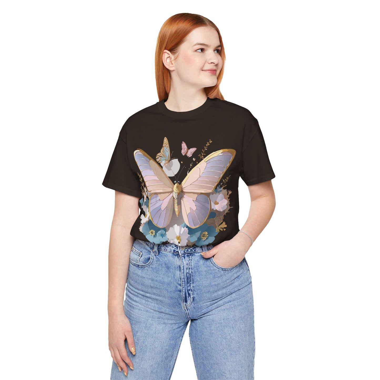 T-Shirt aus natürlicher Baumwolle mit Schmetterling