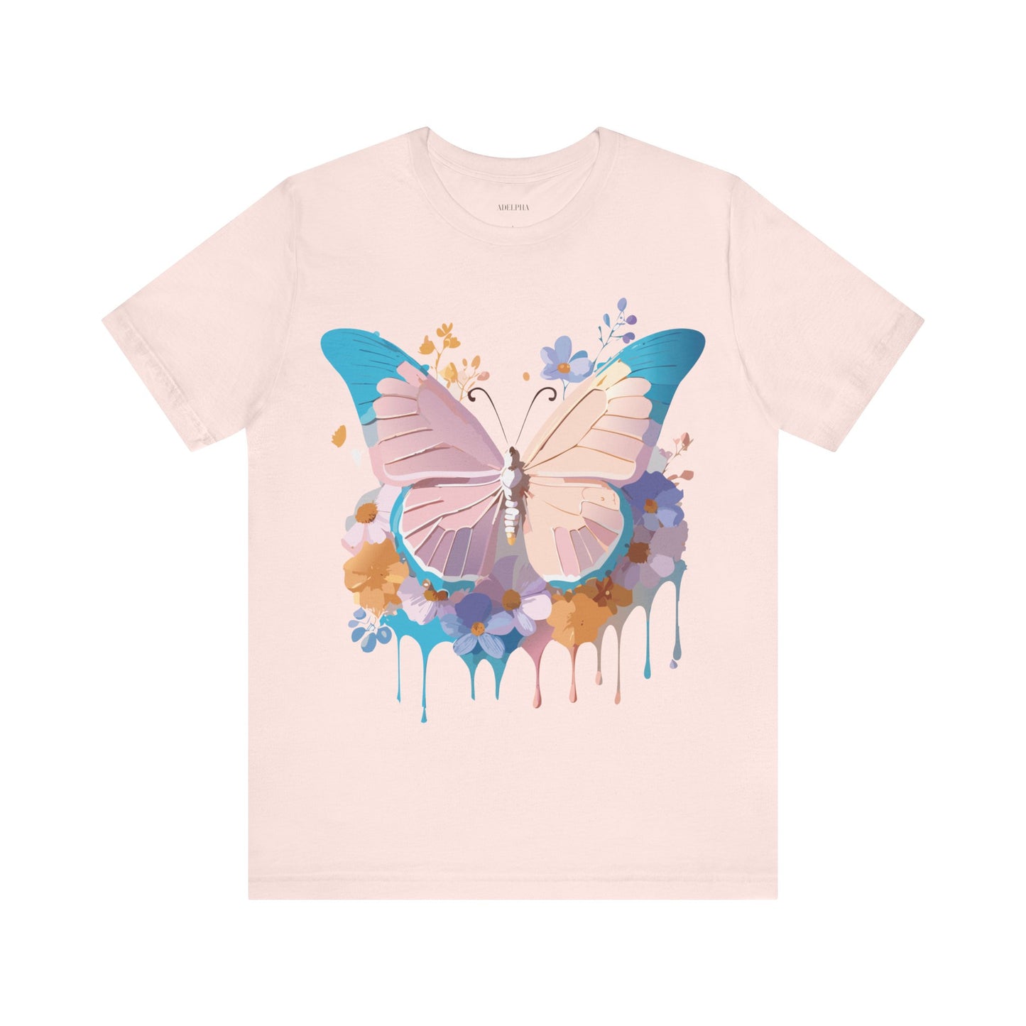 Natural Cotton Tee Shirt with Butterfly